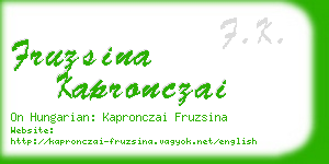 fruzsina kapronczai business card
